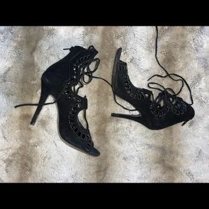 Black lace up heels